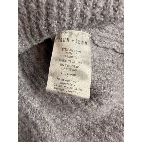 John + Jenn Chenille Hooded Sweater Gray Rust Stripe Sleeve Medium Soft Knit Med - Picture 7 of 9